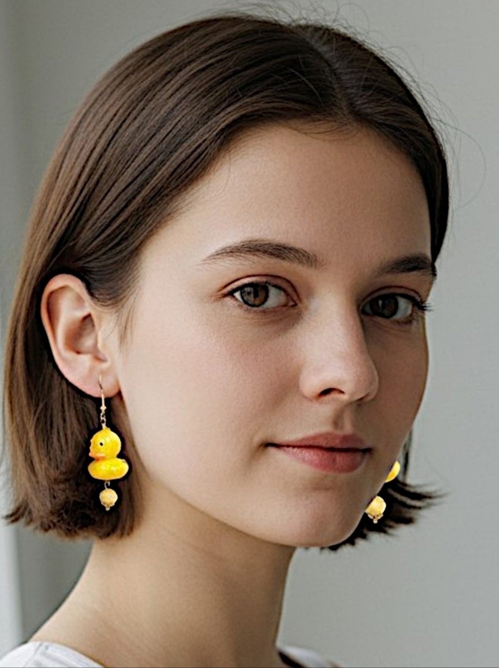 Hand Crafted Yellow Duck Dangle Earrings